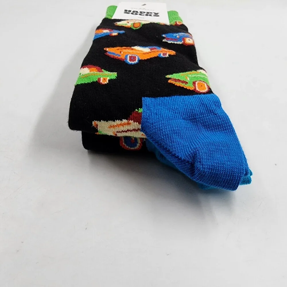 Happy Socks Motorbike/Cars Crew Sock Unisex M 8-12/W 10-12.5 Black Multi -2pairs - Picture 10 of 11